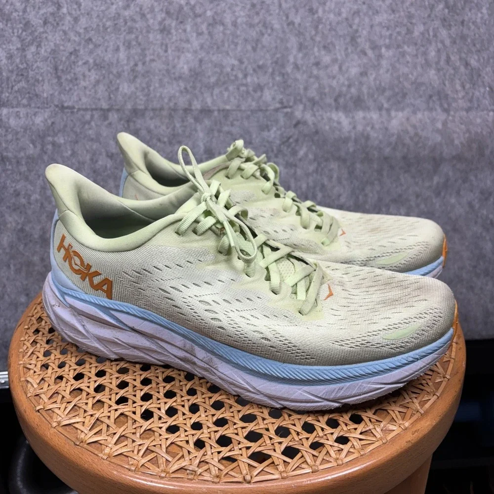 Hoka‎ One Clifton 8 Men's 10.5D Running Shoe Sneaker Light Green Butterfly